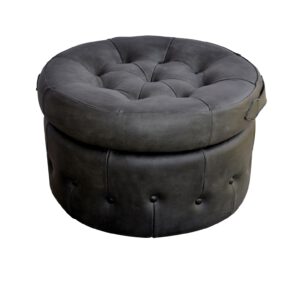 Pouf Baúl Cuero Negro Mate
