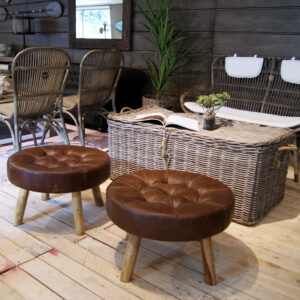 BANCO DE CUERO CAFE CHOCOLATE